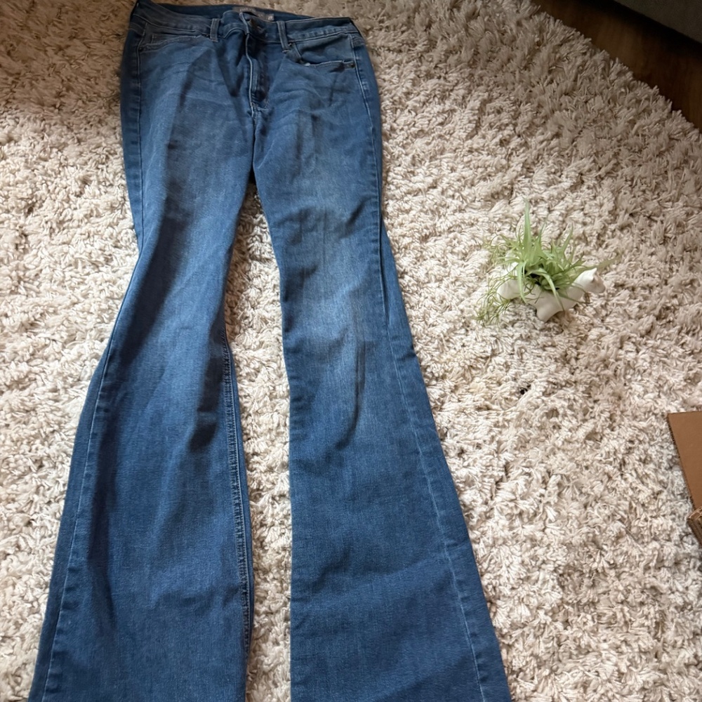 Classic Cruel dark wash patterned y2k Blue Boot Cut Women's Jeans your style wit - Picture 9 of 12